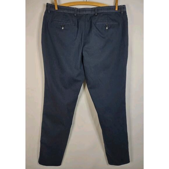 INC International Concepts Pants Men's Sz 33x32 Navy Blue Slim Fit Flat Front - Picture 2 of 10